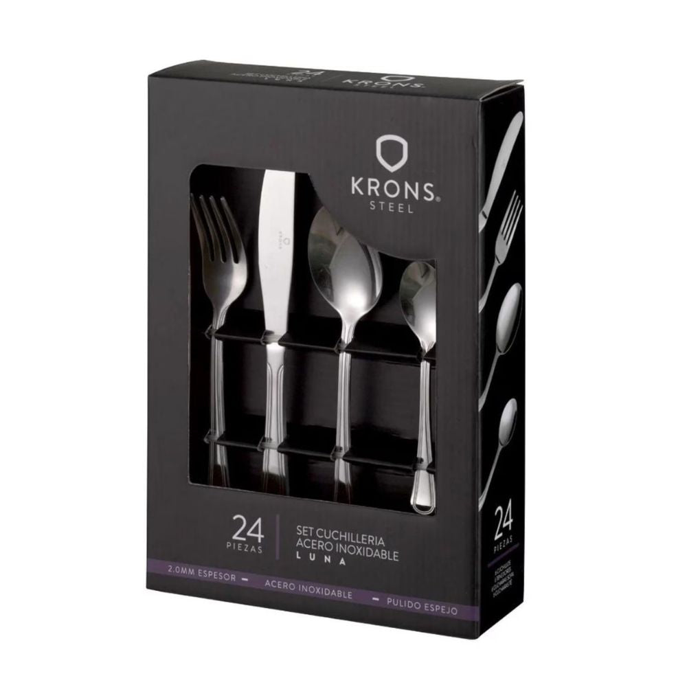 SET CUBIERTOS ACERO INOX  24 PZAS LUNA KRONS