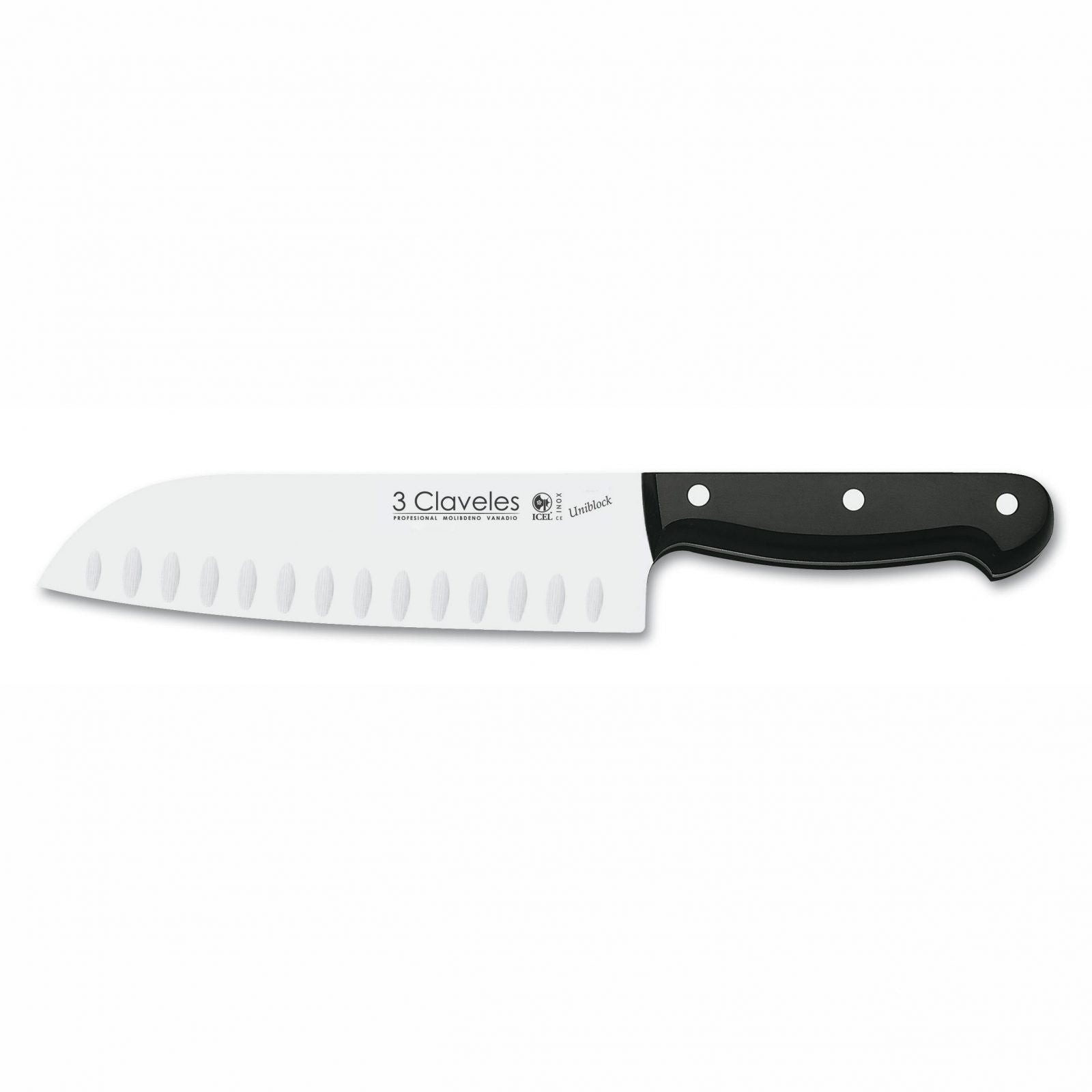 CUCHILLO SANTOKU ALVEOLADO 18 CMS #1124 3 CLAVELES