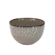 BOWL CERAMICA BEIGE RAYITAS BLANCAS 13X8 CM
