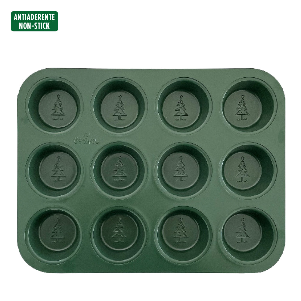 MOLDE MUFFIN 12 CAV VERDE NAVIDAD DECORA
