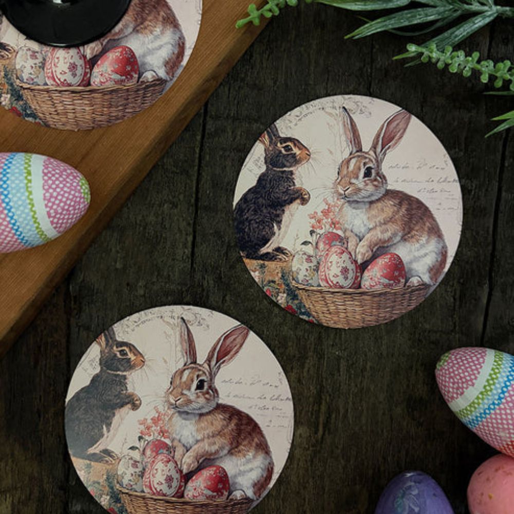 SET 12 POSAVASOS ANTIQUE PASCUA INDIGO DE PAPEL