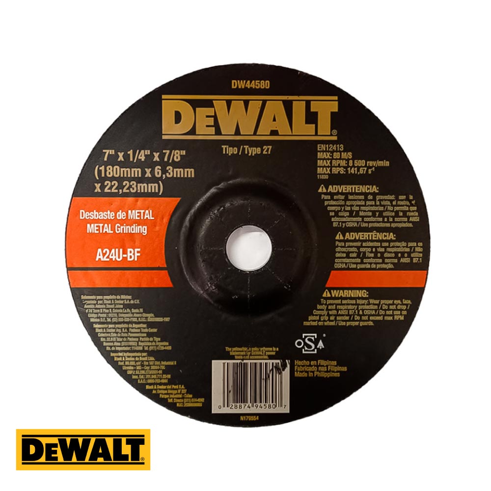 DISCO DESBASTE DEWALT 7" METAL DW44580 OFERTA