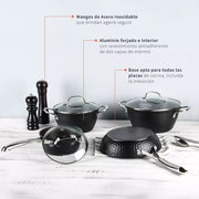 BATERIA COCINA ANTIADHERENTE 7 PZS BLACK COPPER SIMPLIT