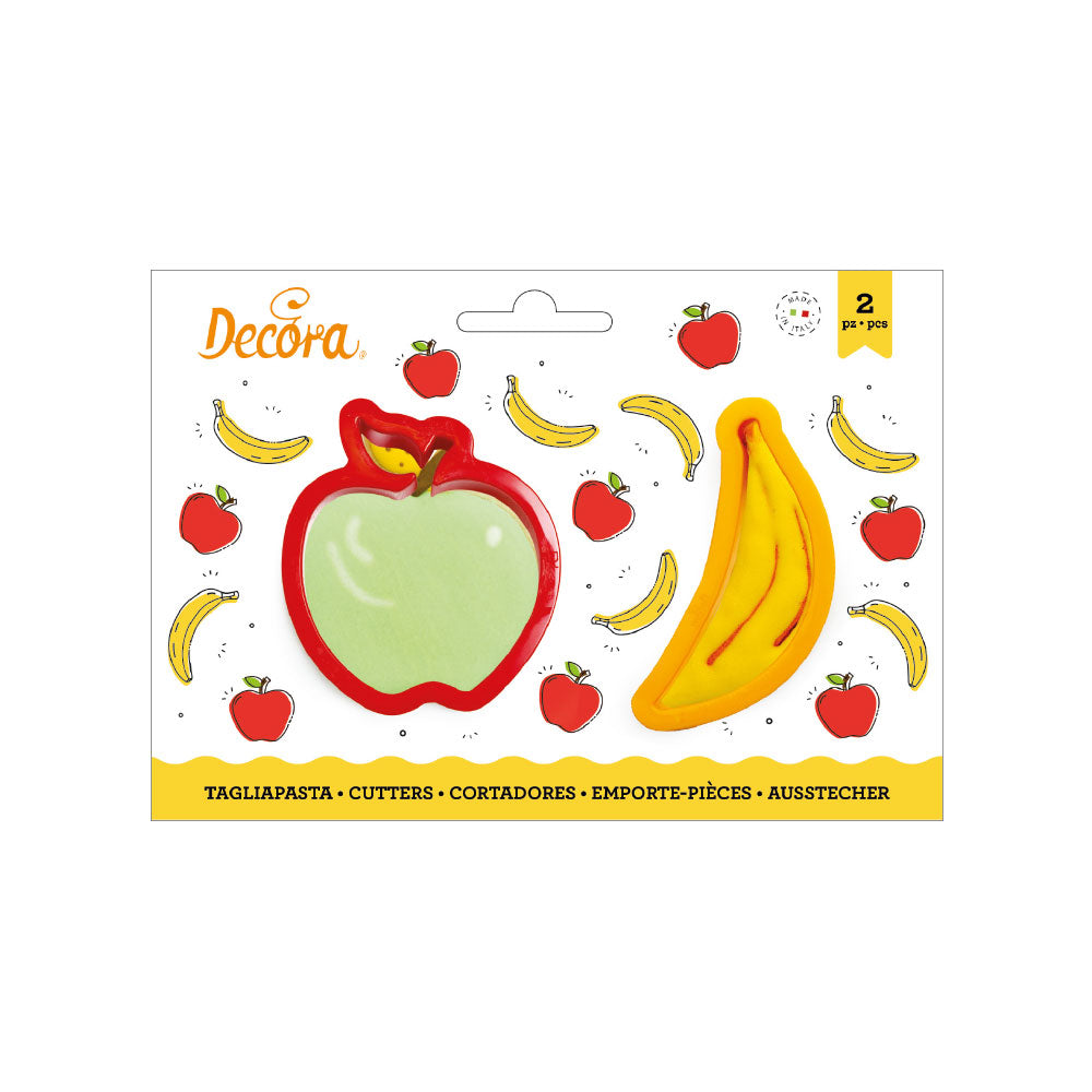 SET 2 CORTA GALLETA PLATANO Y MANZANA DECORA