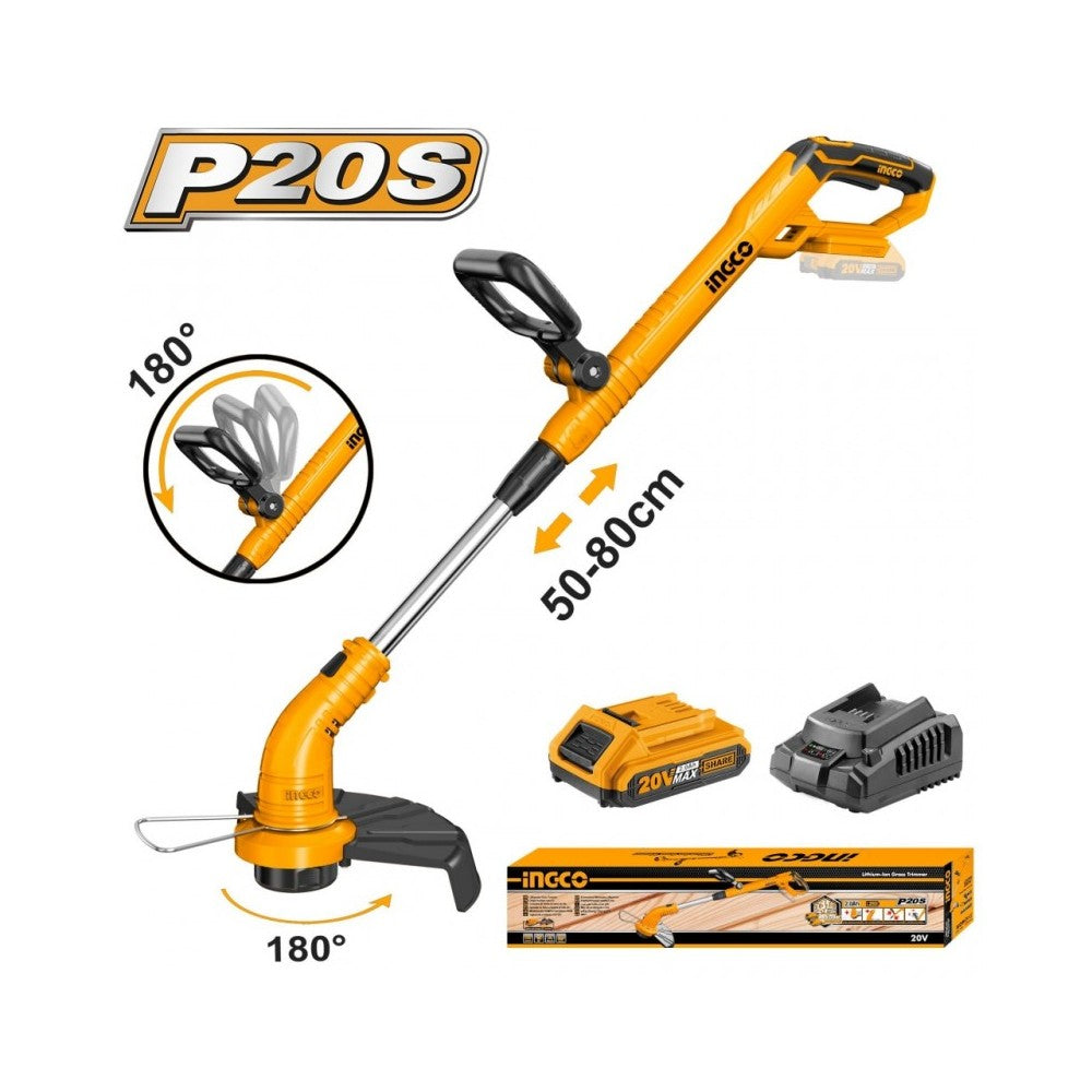 ORILLADORA INGCO 20V C/BAT+CARG CGTLI20301