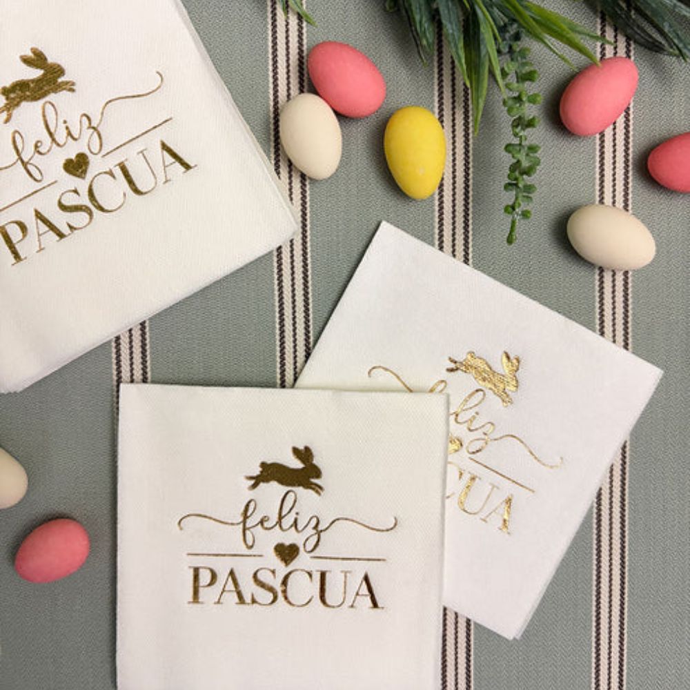 SET 12 SERVILLETAS COCKTAIL FELIZ PASCUA INDIGO DE PAPEL