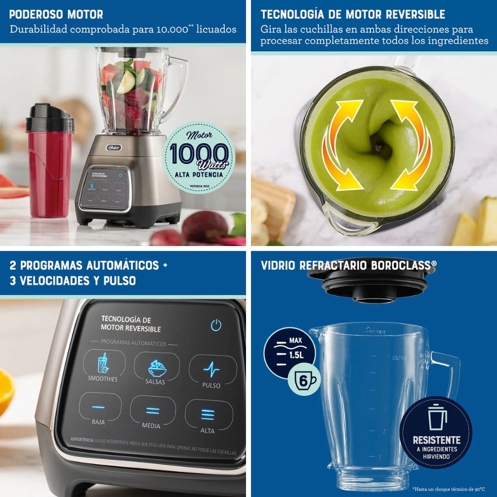 LICUADORA 1.5 LTS PANTALLA TACTIL PROG AUT + VASO BLEND OSTER