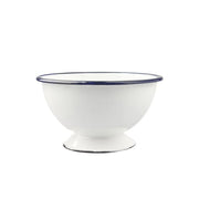BOWL CON PIE ACERO ESMALTADO BLANCO BORDE AZUL 12 CM IBILI