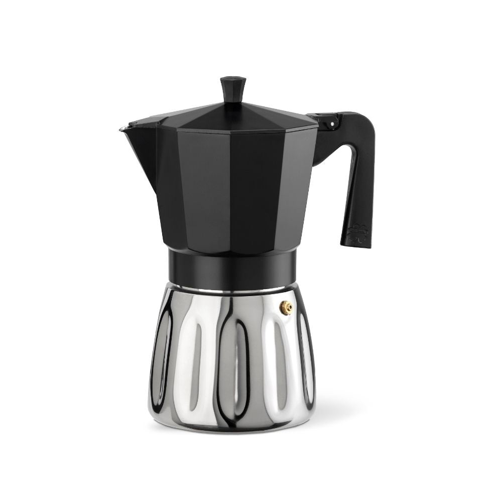 CAFETERA VITTO MIX NEGRA ALUMINIO + INOX 3 TAZAS ILSA