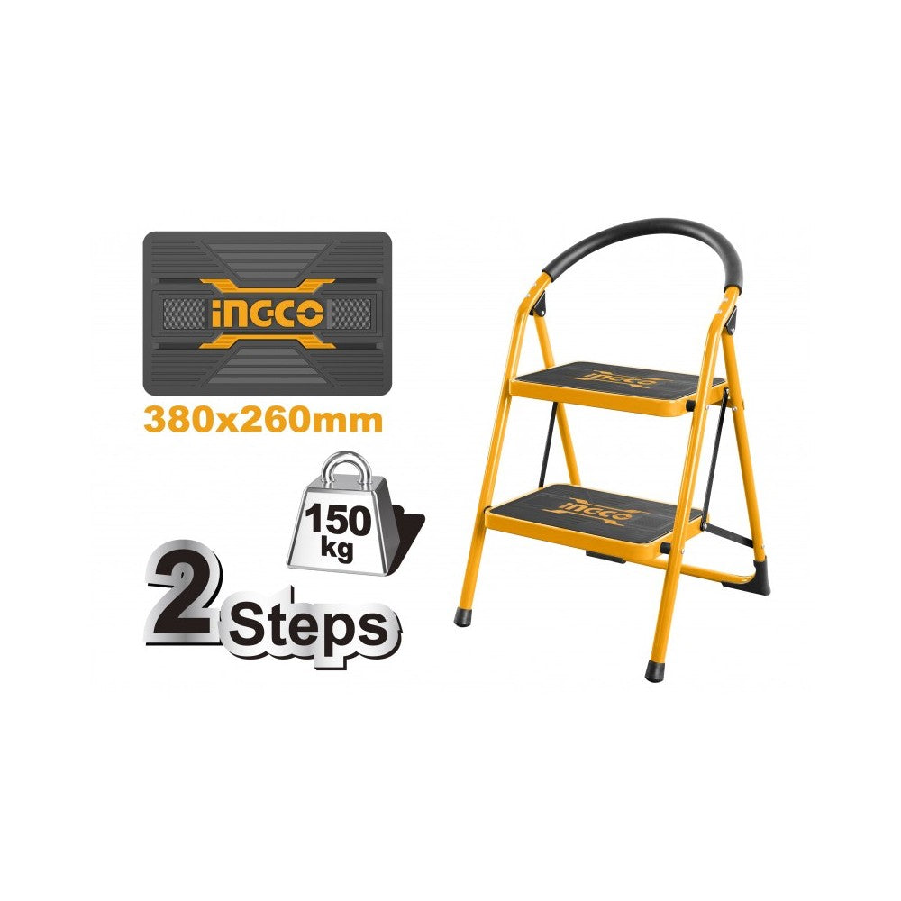 ESCALERA ACERO 2 PELDAÑOS INGCO HLAD09021