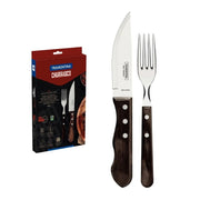 JUEGO DE CUBIERTOS 4 PZAS JUMBO ASADO POLYWOOD CASTAÑO TRAMONTINA