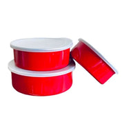 SET BOWLS CON TAPA ENLOZADOS 14-16-18 CM ROJO CONDOR
