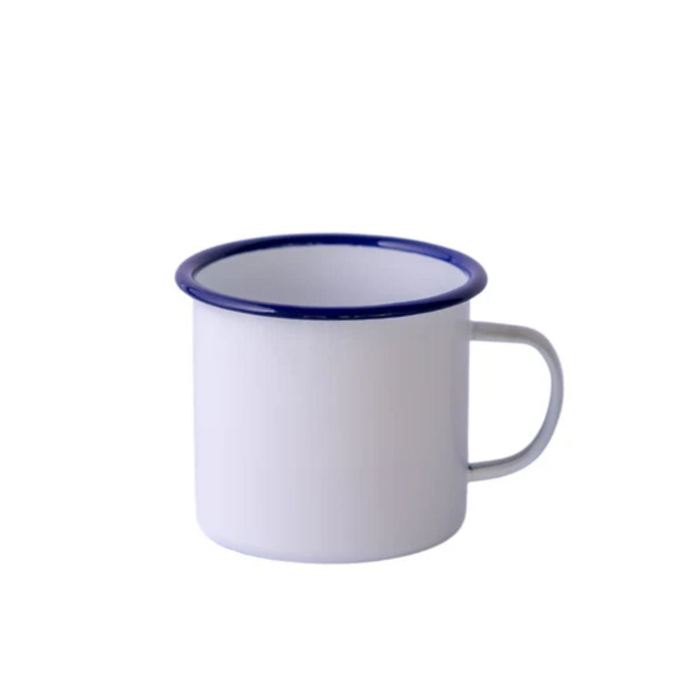 JARRO ENLOZADO GRUESO BLANCO 8 CM BORDE AZUL BOLTON