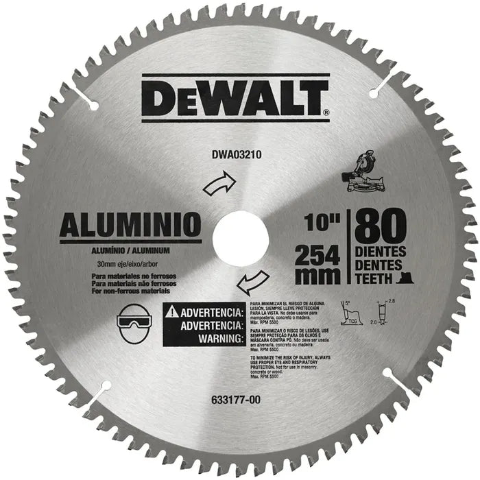 HOJA SIERRA CIRCULAR DEWALT 10" X 80D DWA03210