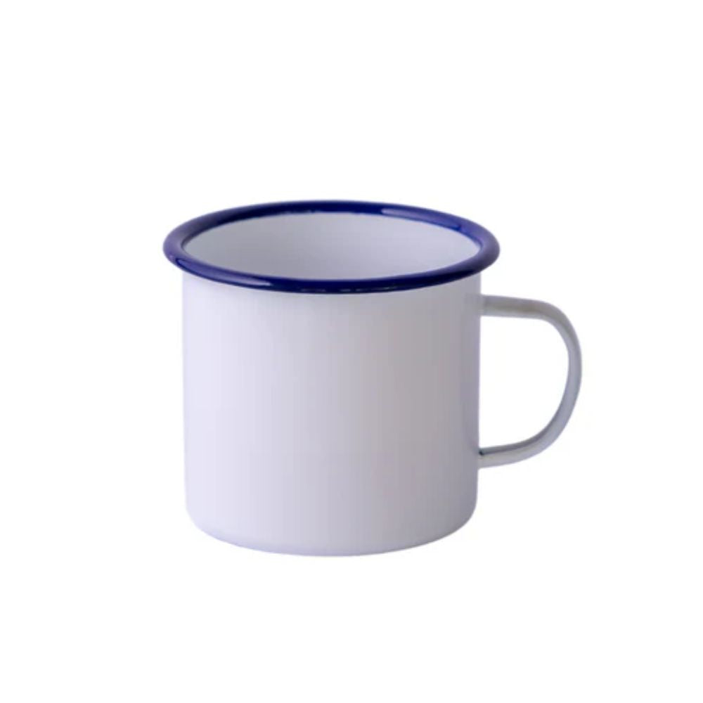 JARRO ENLOZADO GRUESO BLANCO 10 CM BORDE AZUL BOLTON