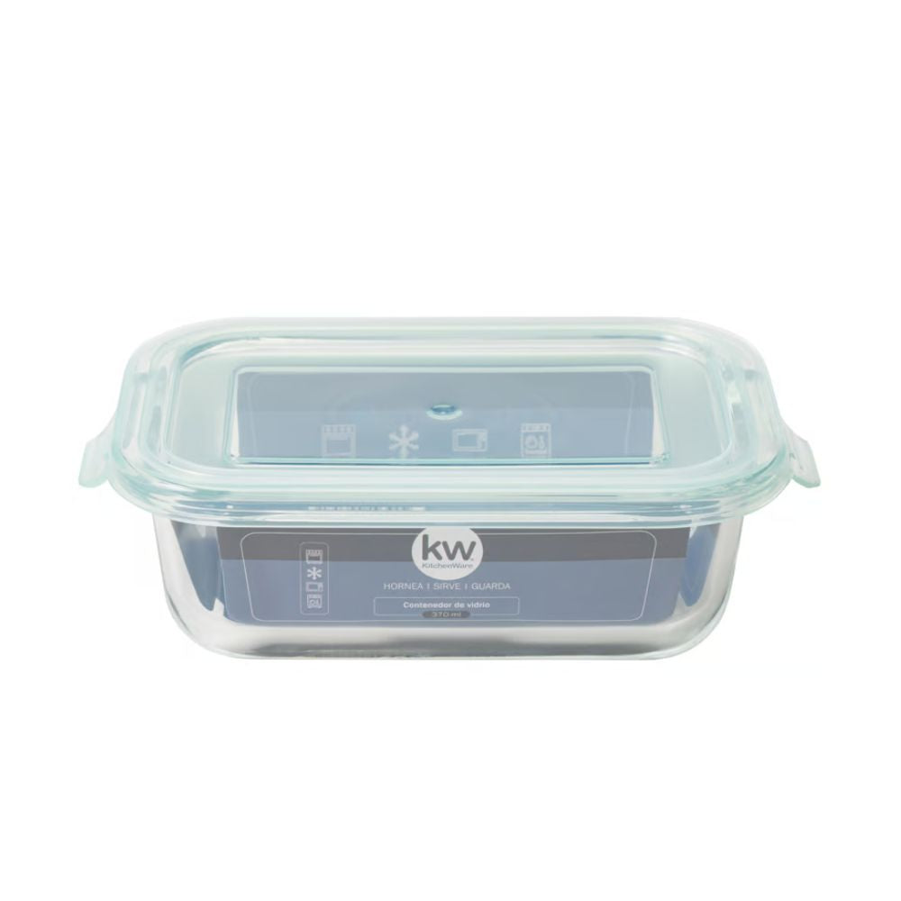 CONTENEDOR VIDRIO 370 ML RECTANGULAR KW