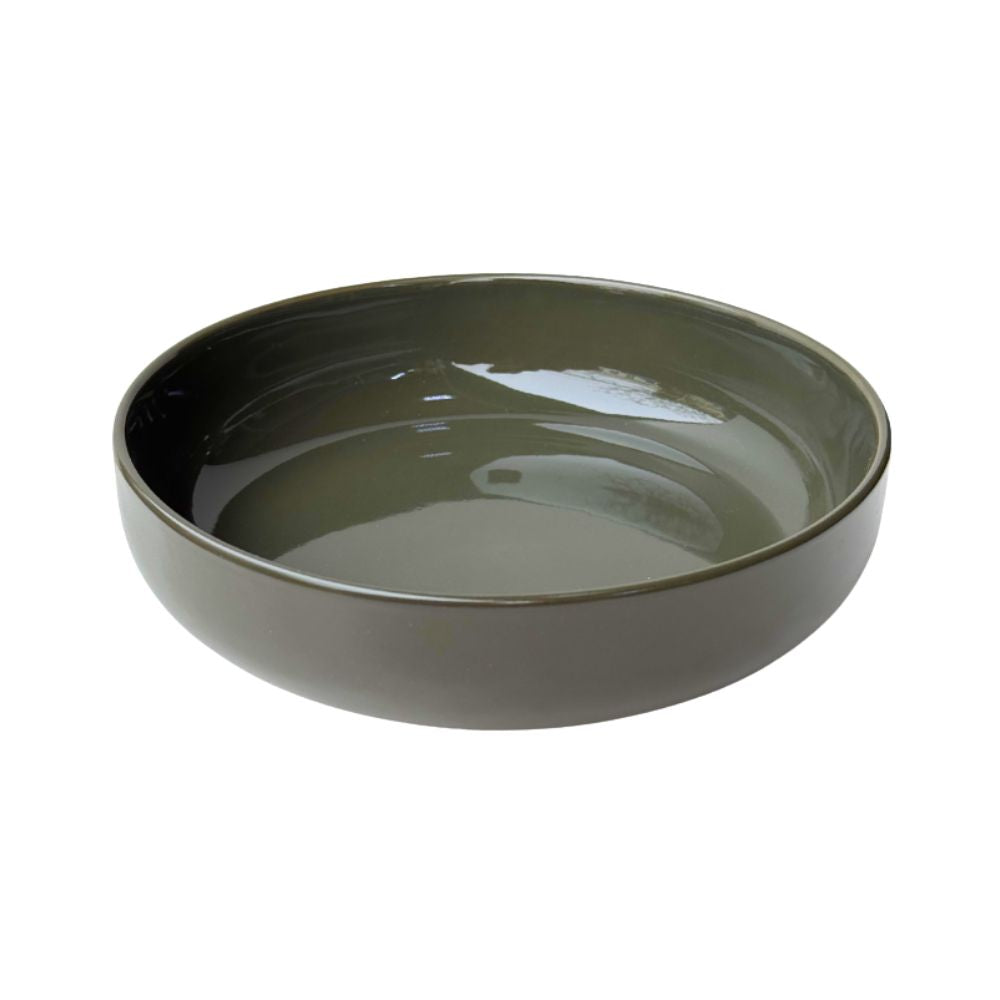 PLATO CERAMICA HONDO VERDE OLIVO 21.5 X 5,7 CM
