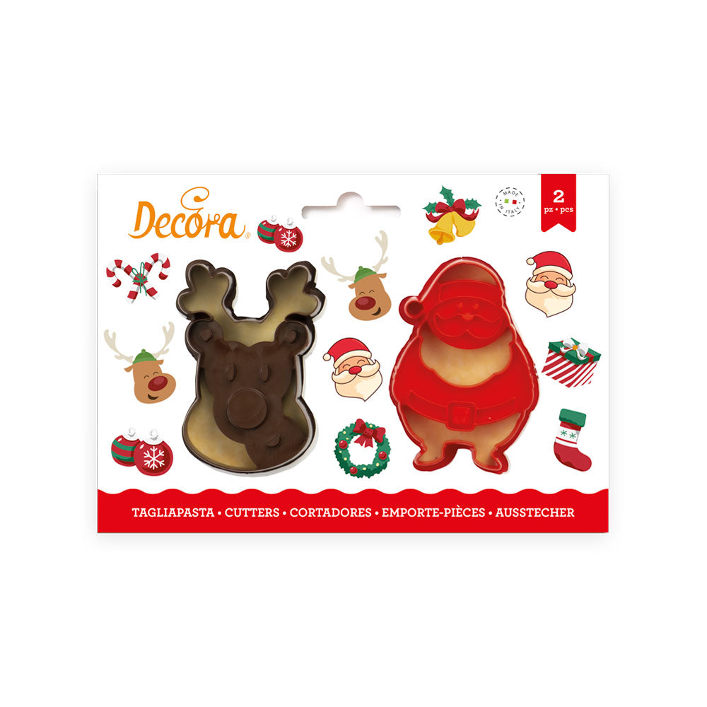 SET 2 CORTA GALLETA SANTA CLAUS Y RENO DECORA