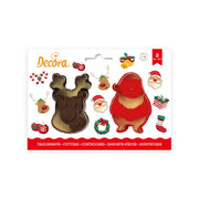 SET 2 CORTA GALLETA SANTA CLAUS Y RENO DECORA