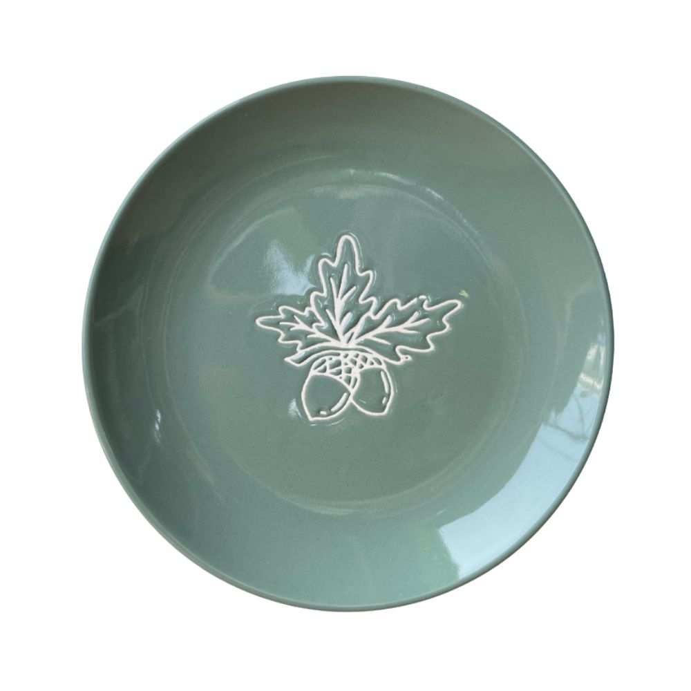 PLATO CERAMICA VERDE DISEÃO BELLOTA 22 CM
