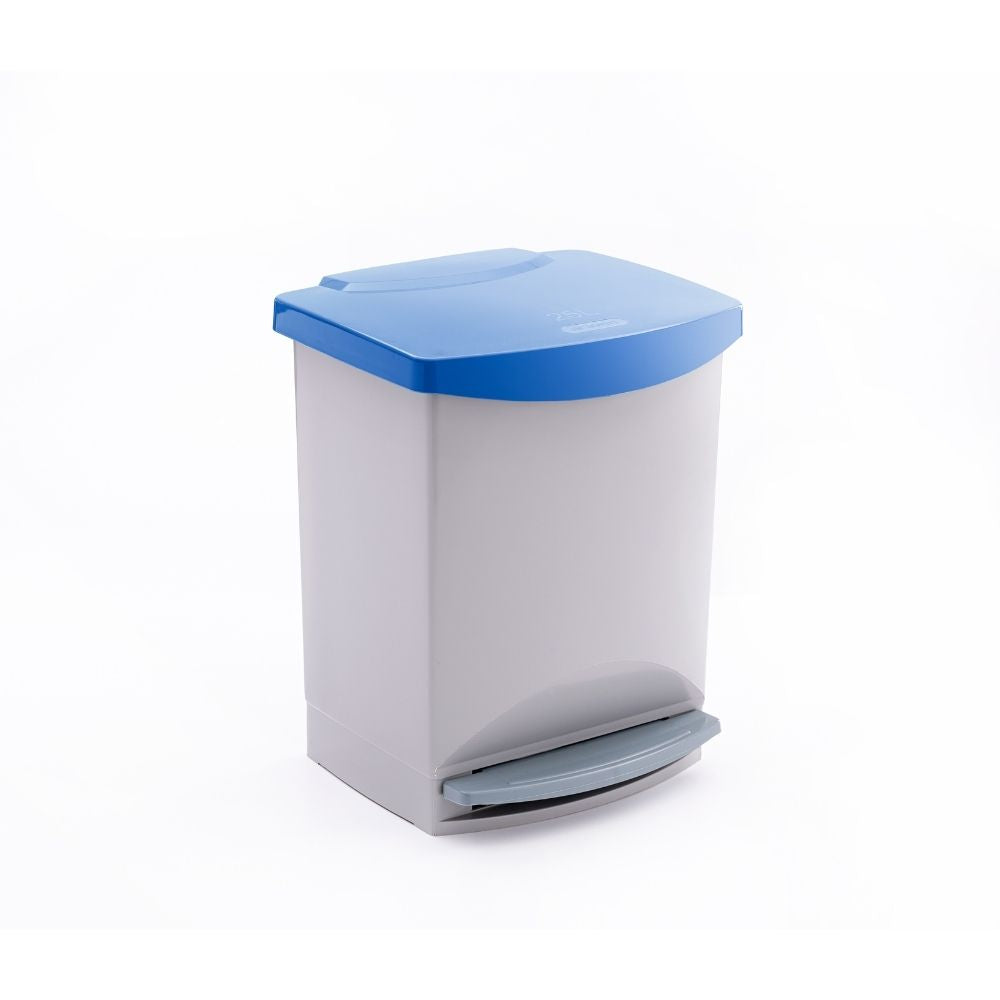 BASURERO CUBO PEDAL RECICLADO 25 L AZUL ARAVEN