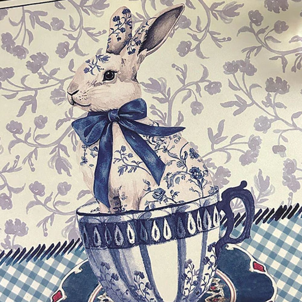 SET 12 PLATO BASE PASCUA TAZA ACUARELA INDIGO DE PAPEL