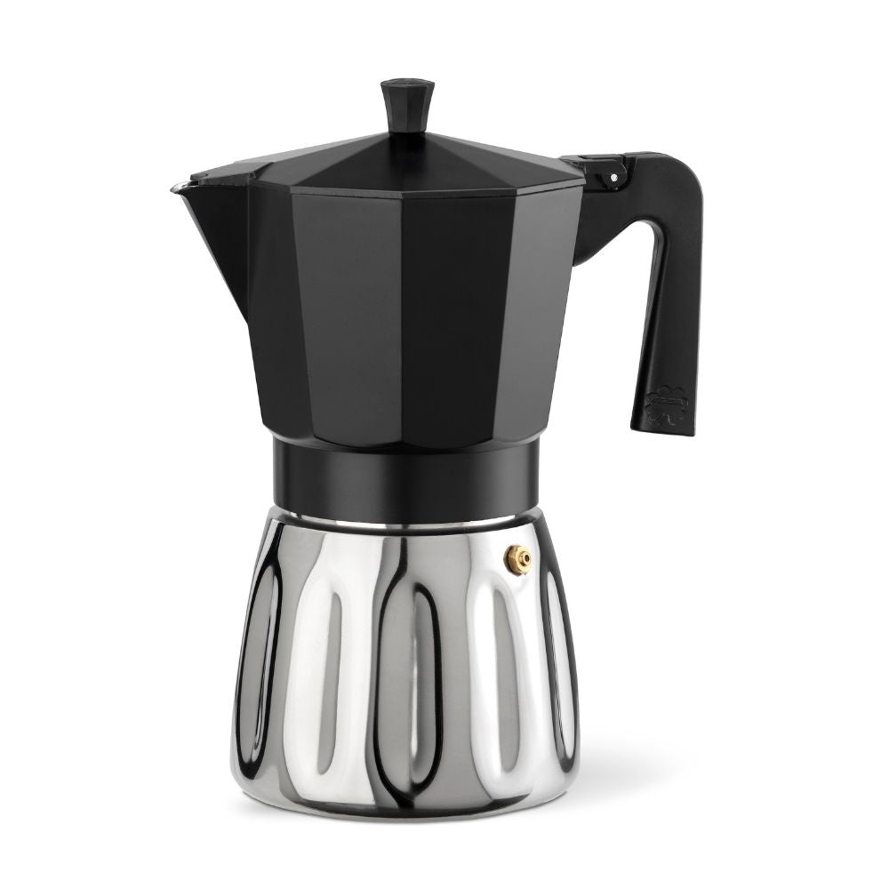 CAFETERA VITTO MIX NEGRA ALUMINIO + INOX 9 TAZAS ILSA