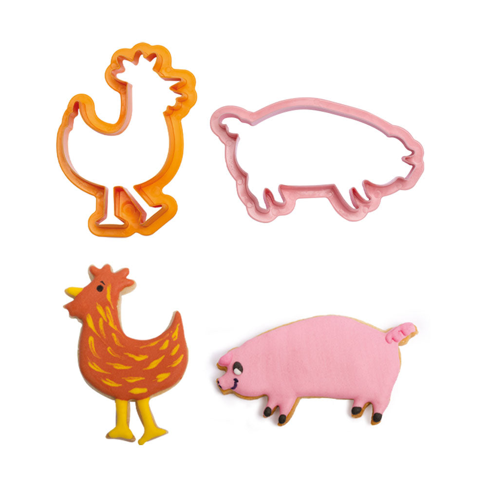 SET 4 CORTA GALLETAS ANIMALES GRANJA DECORA