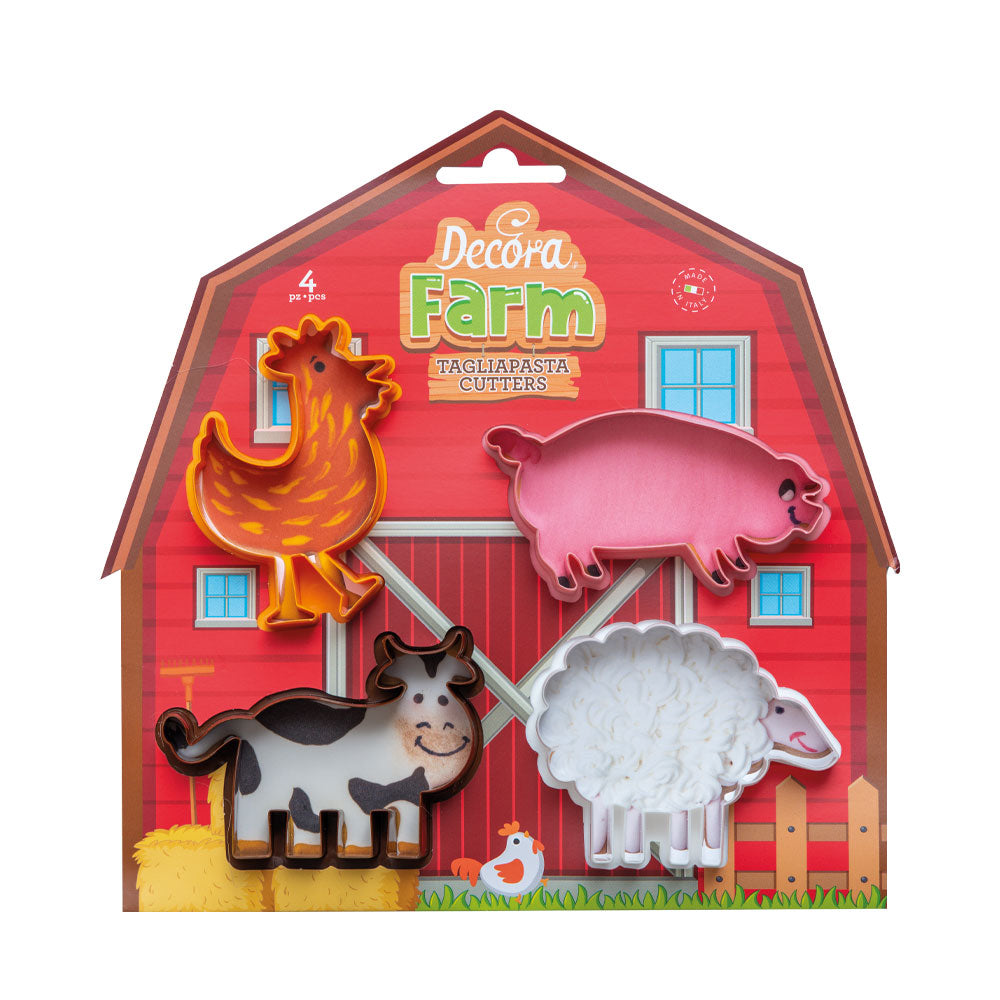 SET 4 CORTA GALLETAS ANIMALES GRANJA DECORA