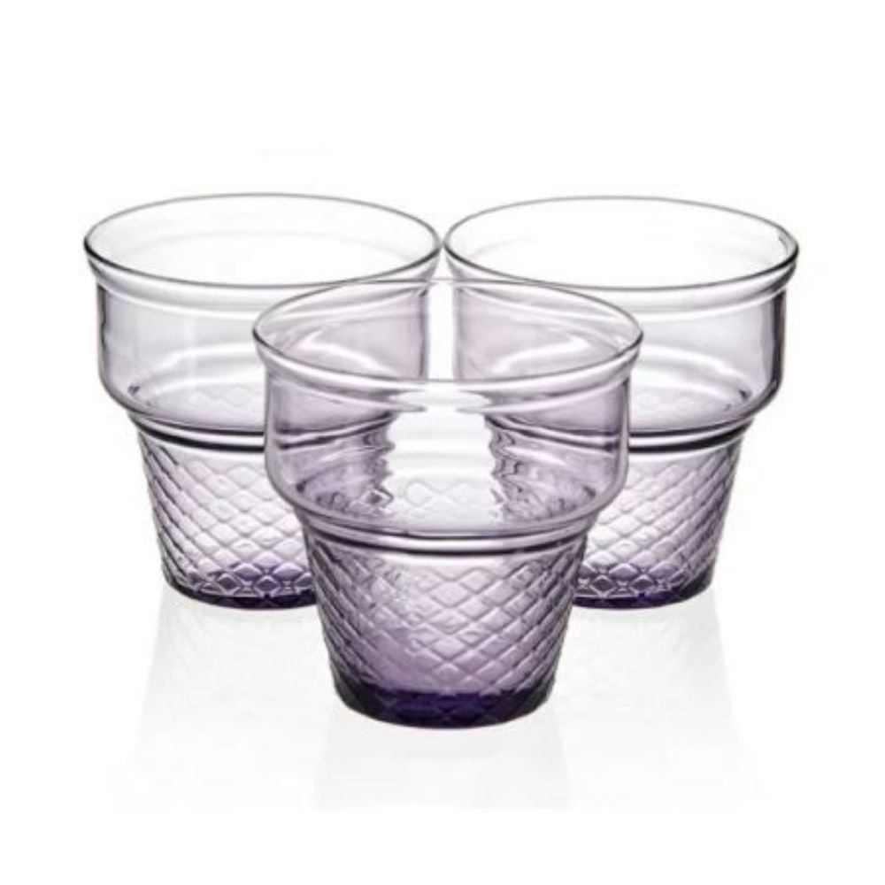 SET 3 COPAS HELADO MINI CORNET 245 ML LILA PASABAHCE