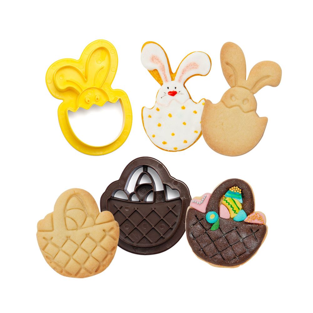 SET 2 CORTA GALLETA CANASTO Y CONEJO DECORA