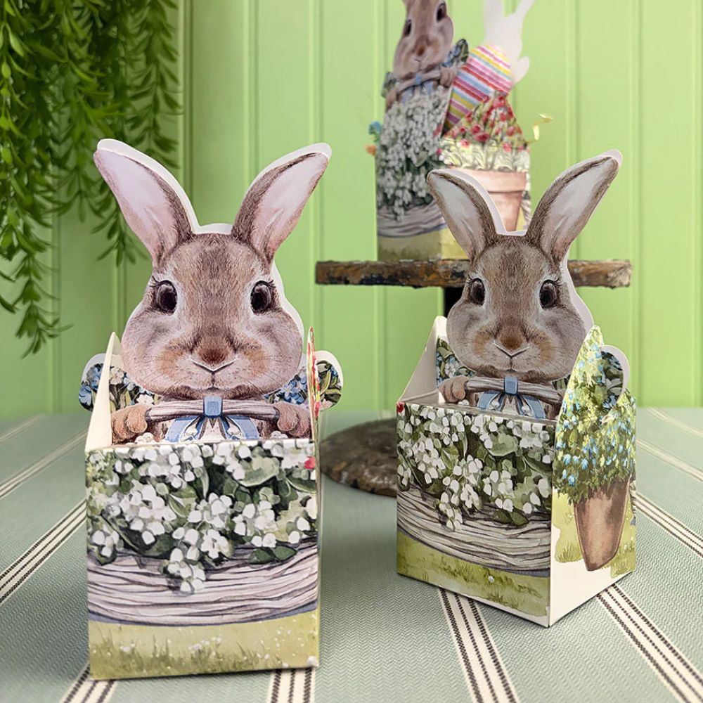 SET 6 CAJAS PAPEL CONEJO CANASTO PASCUA INDIGO DE PAPEL