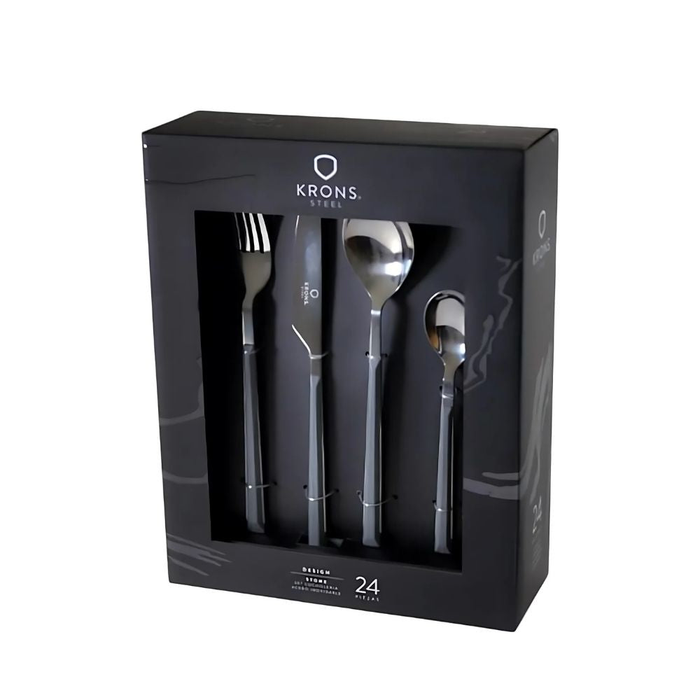 SET CUBIERTOS ACERO INOX 24 PZAS STONE KRONS