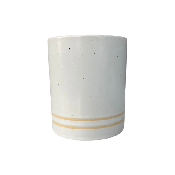 VASO CERAMICA BLANCO/BEIGE LINEAS 300 ML
