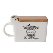 SALERO CERAMICA CON TAPA MADERA 15X9X8 CM