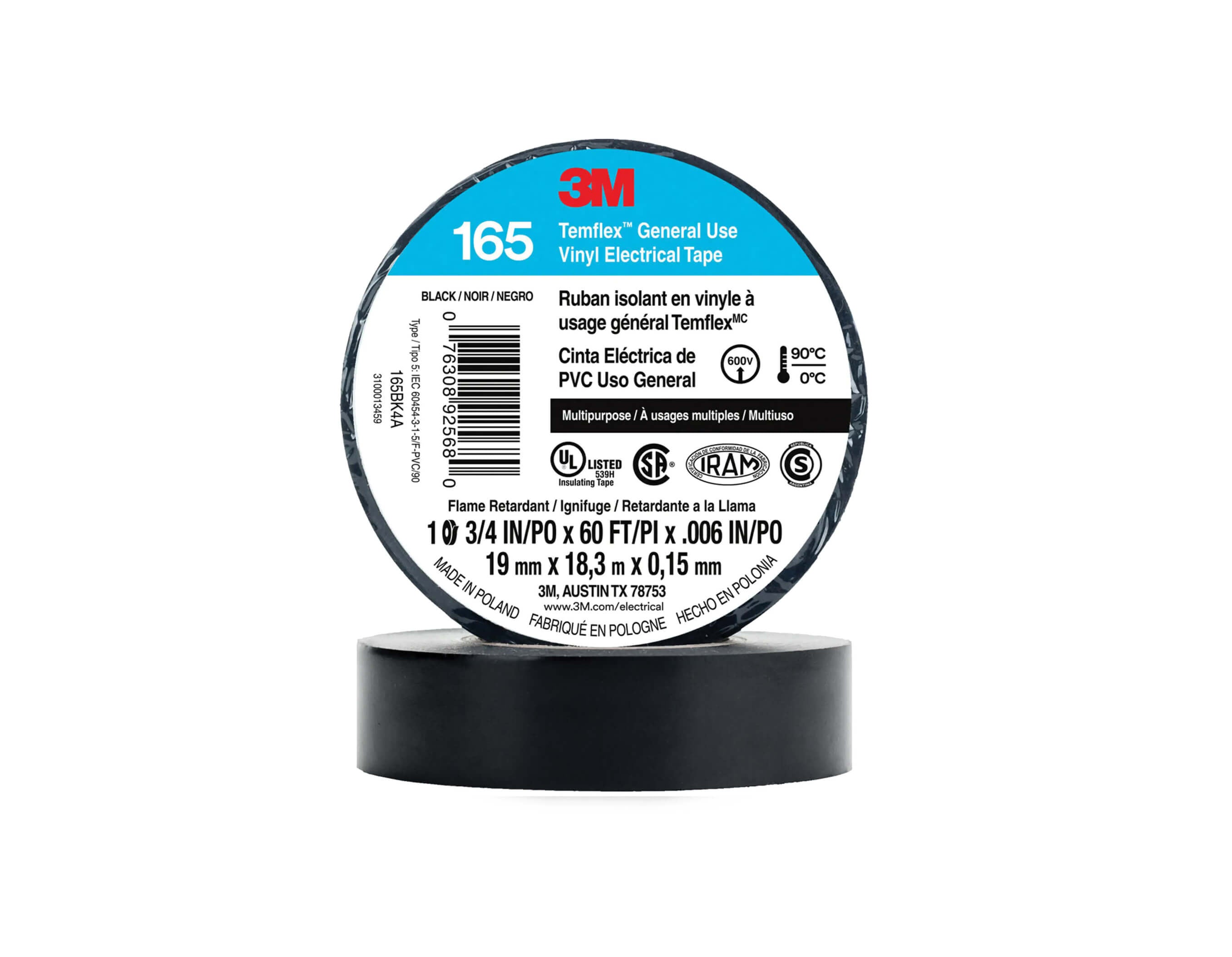 HUINCHA AISLADORA 3M #165 18 MTS NEGRA