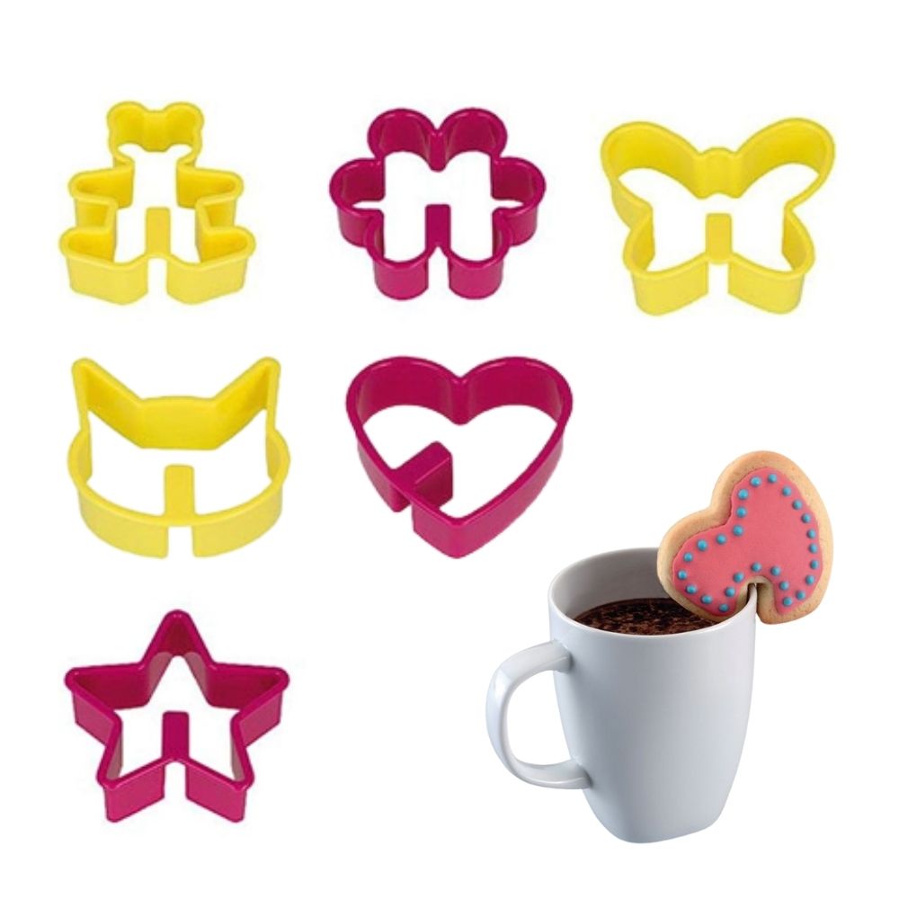 JUEGO CORTA GALLETAS 6 PZAS PARA TAZA METALTEX