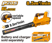 SOPLADOR INGCO 20V SOLO CUERPO CABLI20428 /HOJAS POLVO