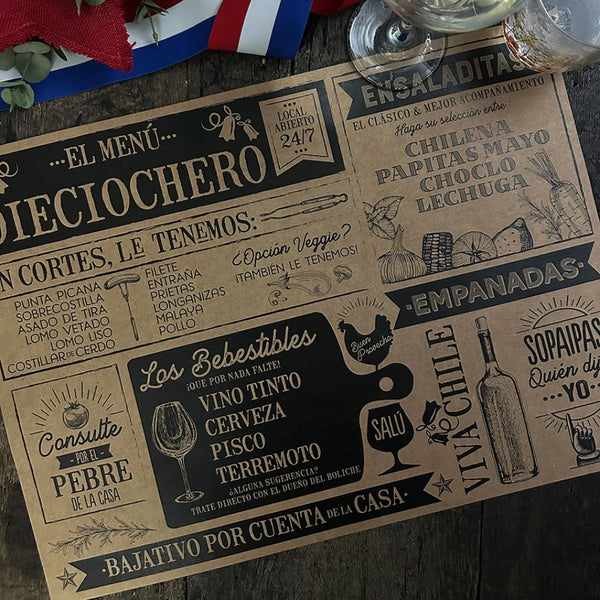 PACK DE MESA 6P MENU 18 INDIGO DE PAPEL