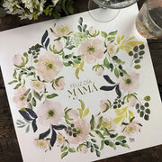 SET 12 PLATO BASE MAMA FLORES BLANCAS INDIGO DE PAPEL
