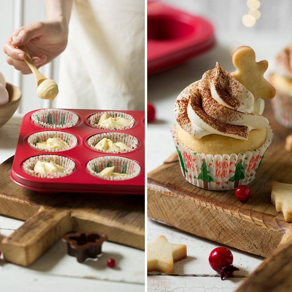 MOLDE MUFFIN 12 CAV ROJO NAVIDAD DECORA