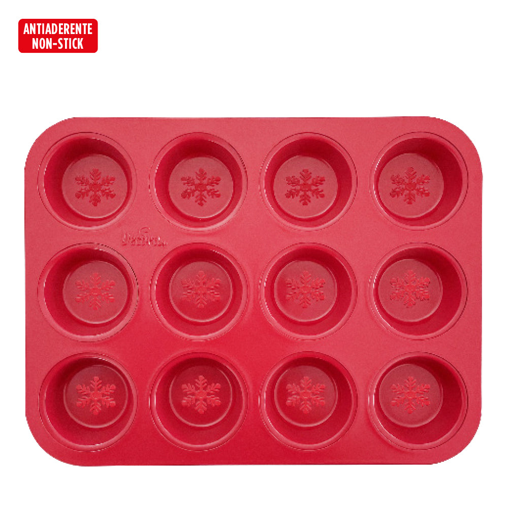 MOLDE MUFFIN 12 CAV ROJO NAVIDAD DECORA