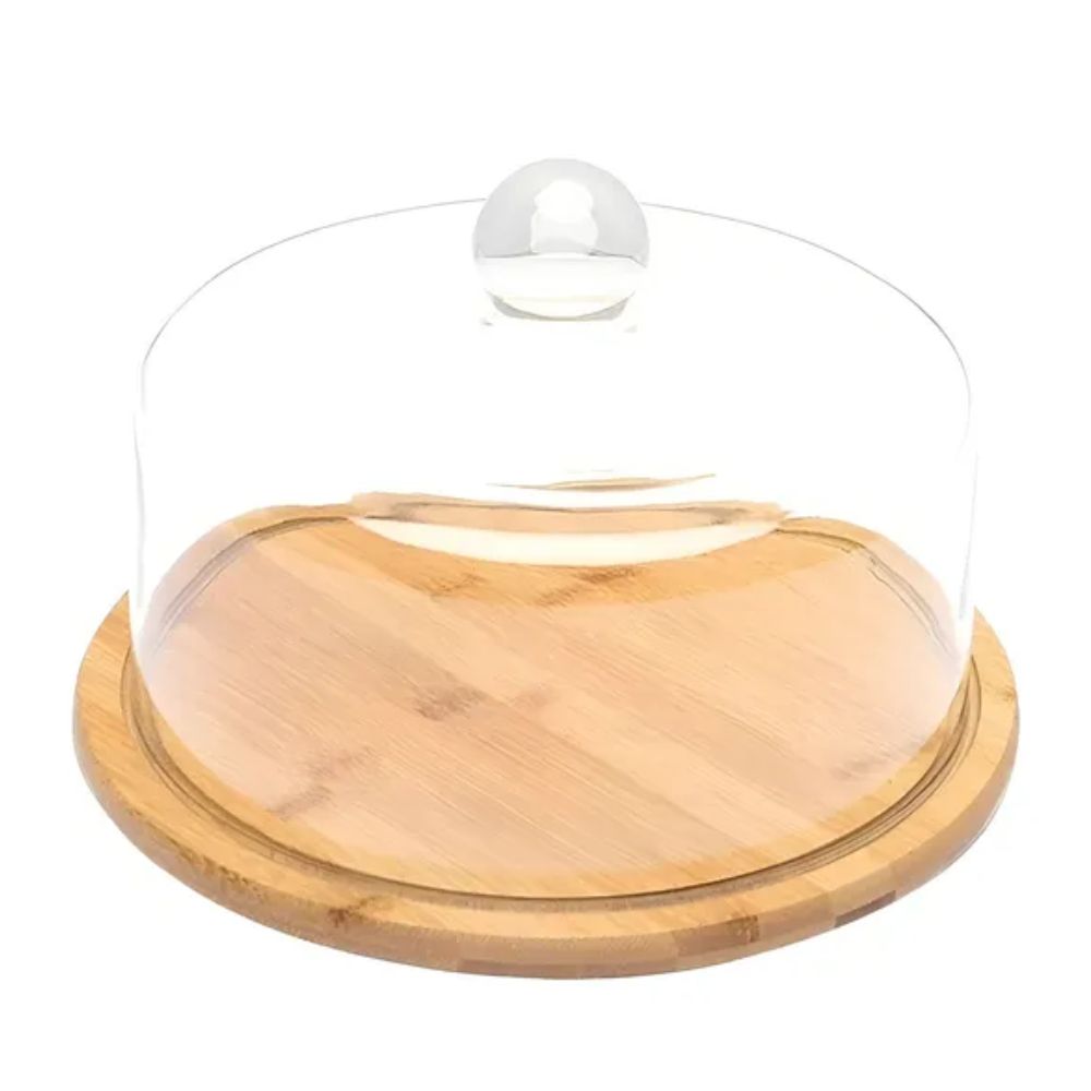 TORTERO CON CUPULA VIDRIO/ MADERA 24.5 CM