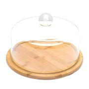 TORTERO CON CUPULA VIDRIO/ MADERA 24.5 CM