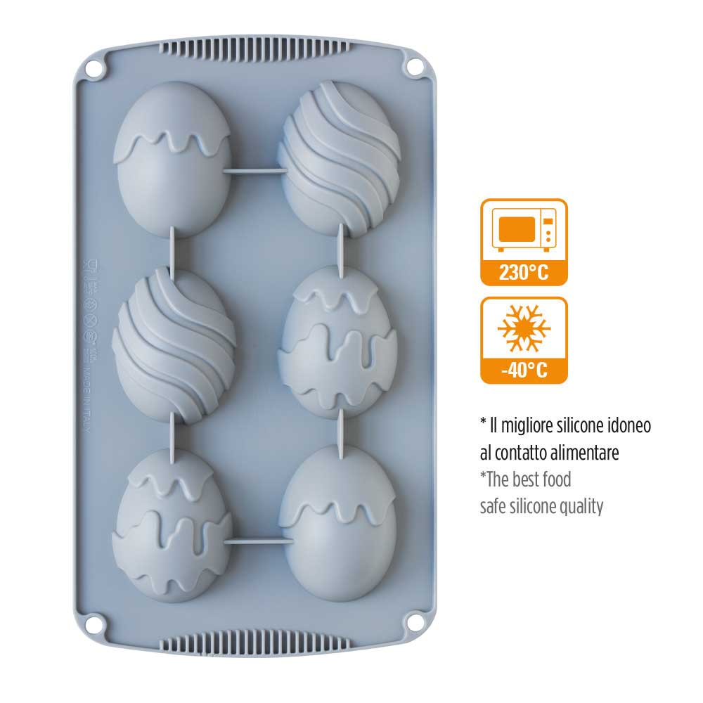 MOLDE DE SILICONA HUEVOS DE PASCUA 6 CAV DECORA
