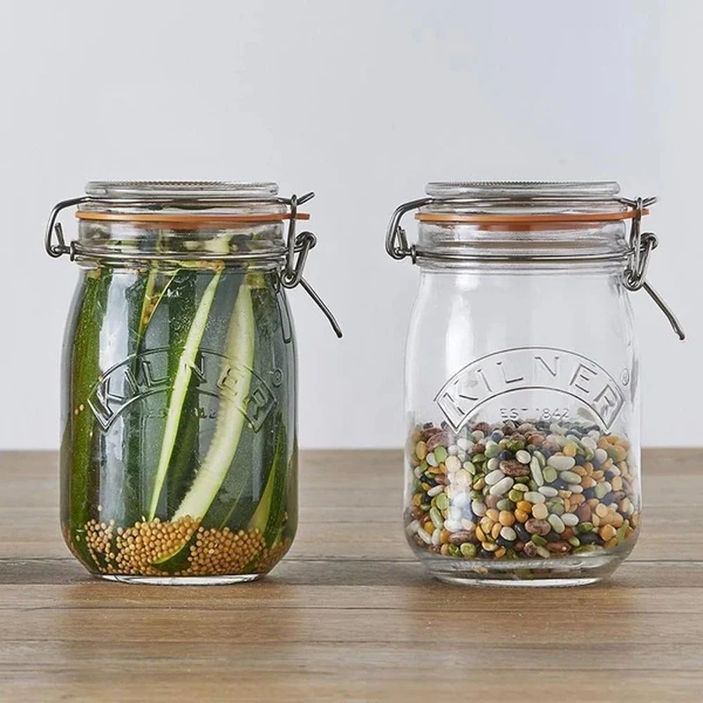 FRASCO CUADRADO CIERRE CLIP 1 LT KILNER