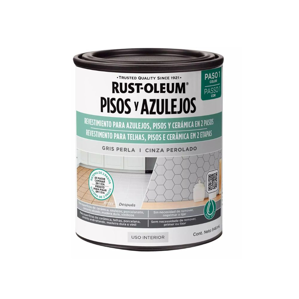 PINTURA PARA PISOS Y AZULEJOS BASE GRIS PERLA 946 ML RO