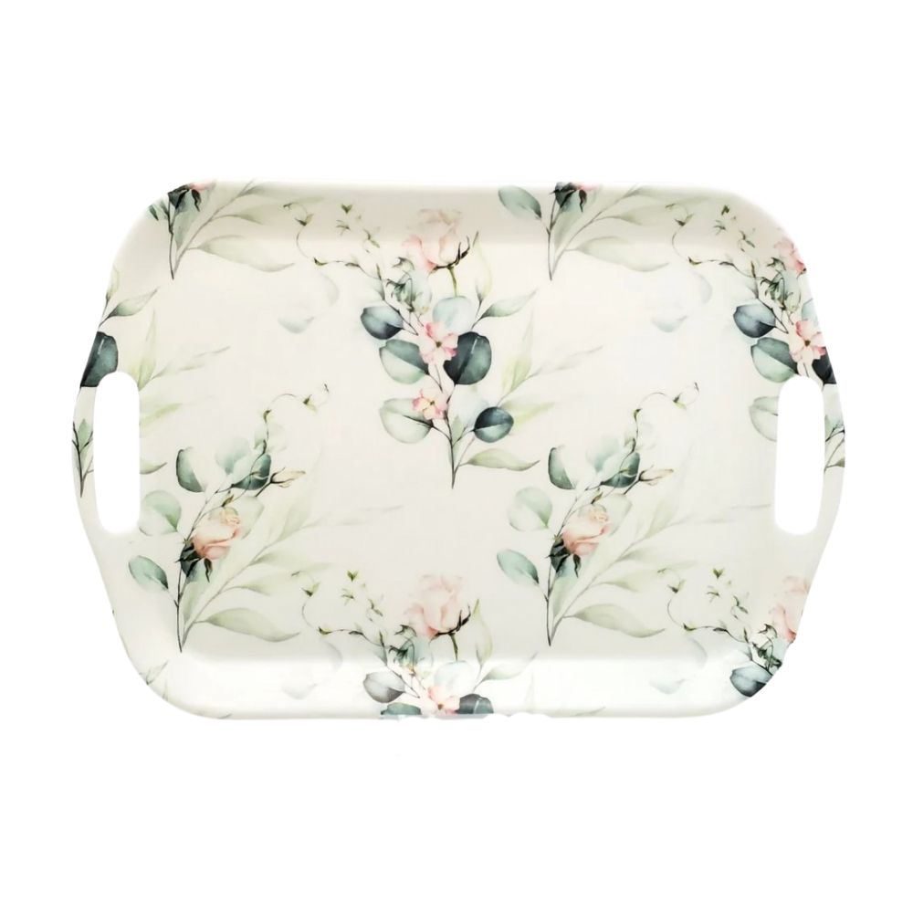 BANDEJA MELAMINA FLORES 25 X 33 CM