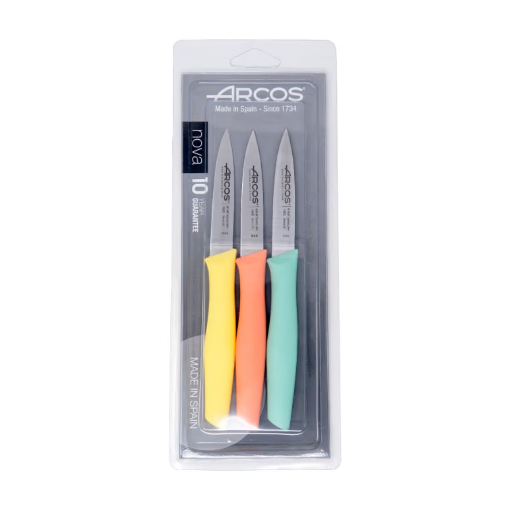 JUEGO 3 CUCHILLO COCINA 8.5 CM COLORES ARCOS