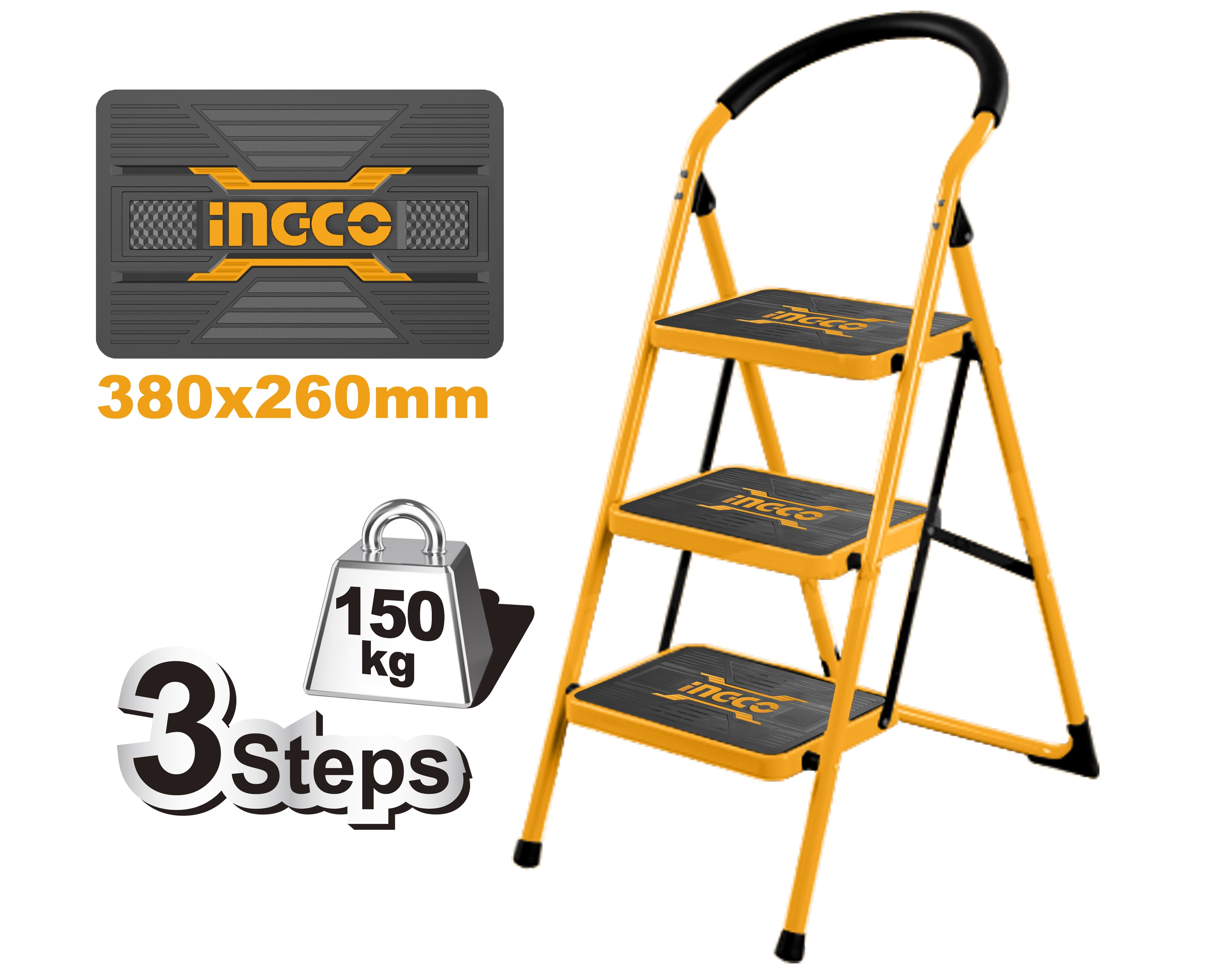 ESCALERA ACERO 3 PELDAÑOS INGCO HLAD09031